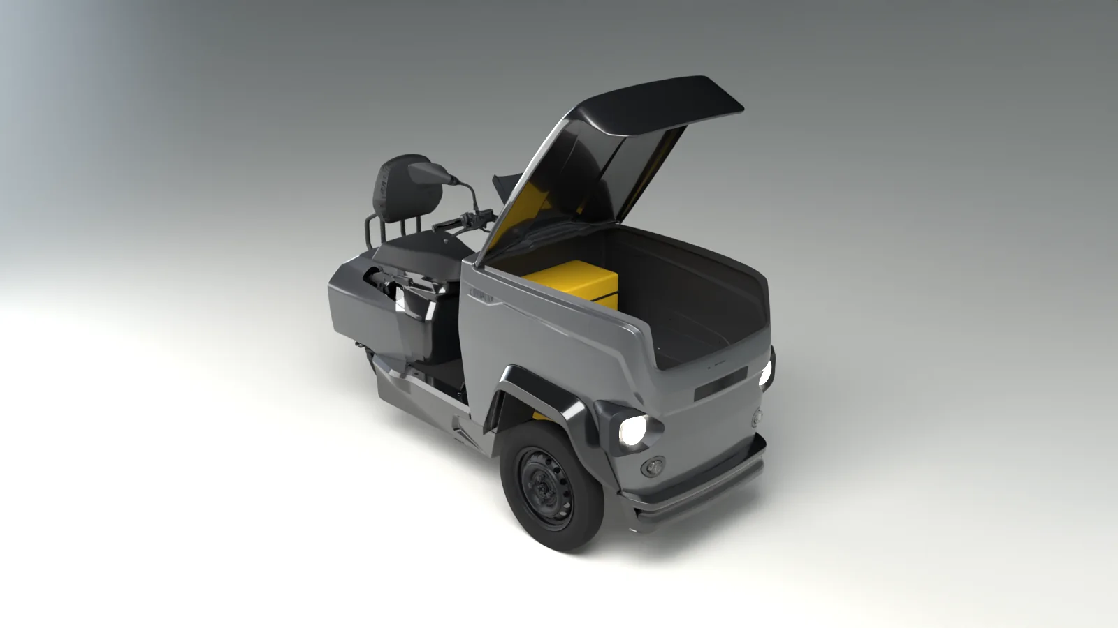 CROC EV carrying a electrician load, render of the production CAD