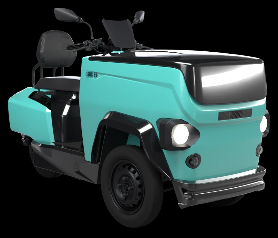CROC EV in Araku Green, rendered from the production CAD
