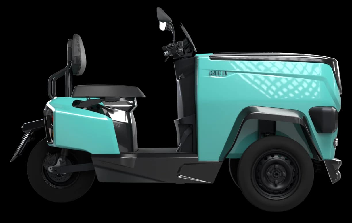 CROC EV in Araku Green, rendered from the production CAD