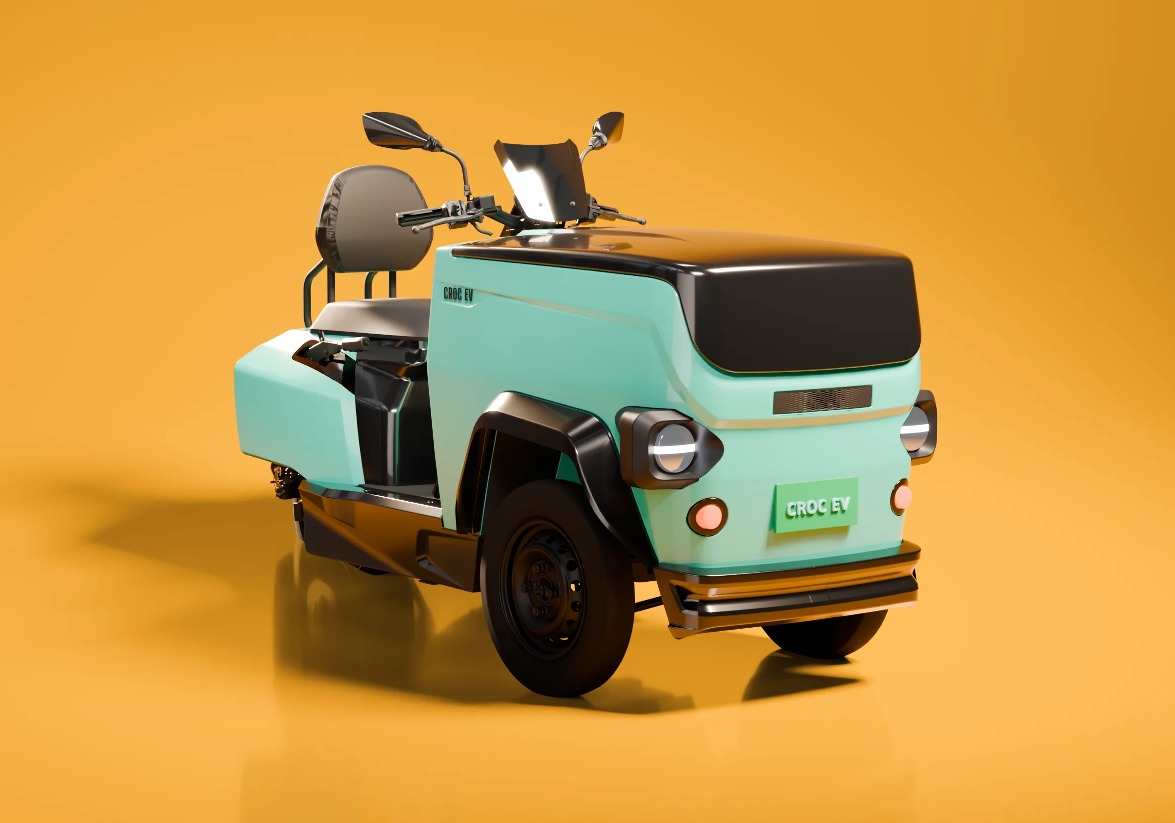 CROC EV in Araku Green, three-quarter front view