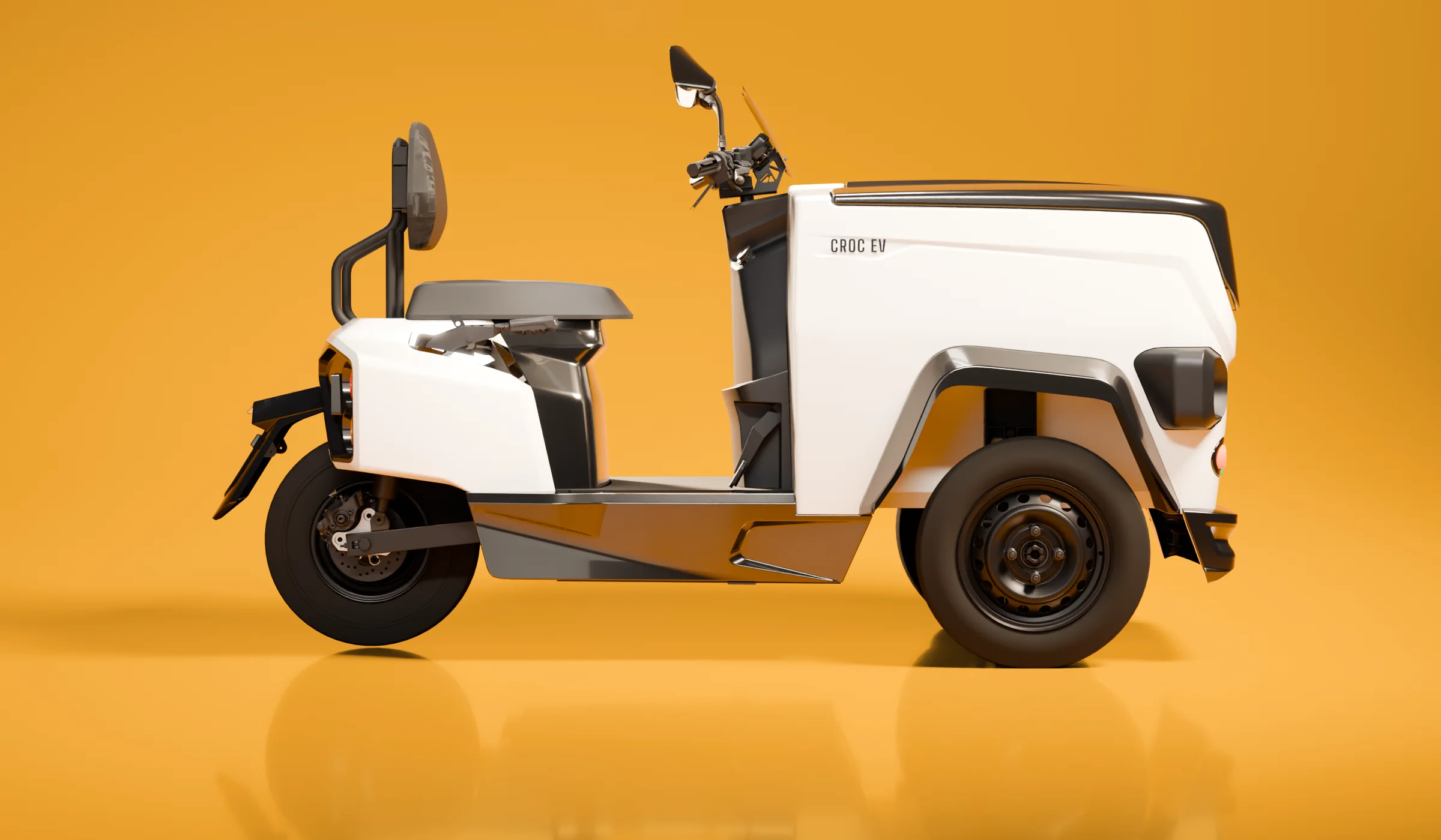 CROC EV in Himalayan White, side view